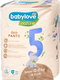 Hlačne plenice junior 5, 12-17 kg babylove nature