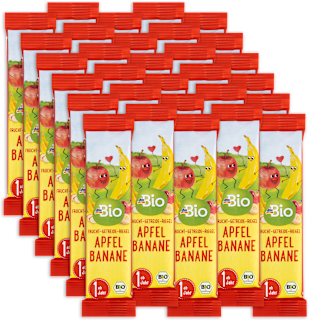 EKO voćna pločica za djecu od jabuke i banane, 12+ mj., 30 x 25 g dmBio
