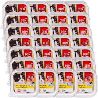 Potpuna hrana za mačke – perad i jetra, 28 x 100 g DEIN BESTES