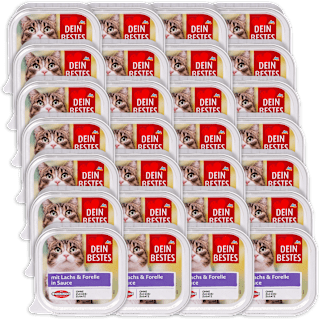 Potpuna hrana za mačke – losos i pastrva u umaku, 28 x 100 g DEIN BESTES