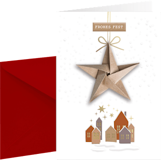 Grußkarte Weihnachten Origami Stern CACTUS