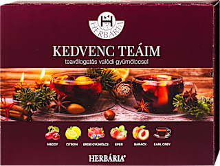 Díszdobozos teaválogatás 6 különböző fekete teával, 6x5 filter HERBÁRIA