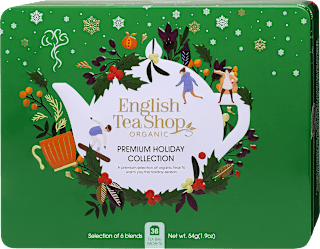 Karácsonyi bio teaválogatás zöld fémdobozban, 6x6 db filter English Tea Shop