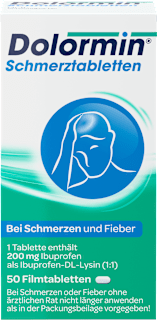 Dolormin Schmerztabletten 200 mg Ibuprofen als Ibuprofen-DL-Lysin (1:1), Filmtabletten Dolormin