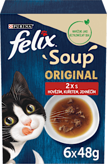 Soup Original pro kočky s hovězím, kuřetem a jehněčím 6x48 g Felix