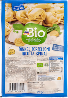 Tortelloni aus Dinkel mit Ricotta & Spinat gefüllt dmBio