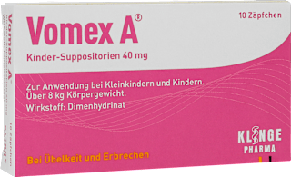 Vomex A Kinder-Suppositorien 40 mg Zäpfchen Vomex A