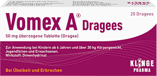 Vomex A Dragees 50 mg überzogene Tablette (Dragee) Vomex A