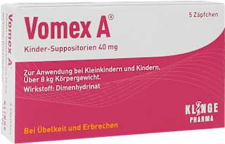 Vomex A Kinder-Suppositorien 40 mg Zäpfchen Vomex A