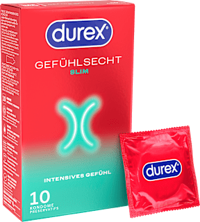 Kondome Gefühlsecht Slim fit, Breite 52,5 mm Durex