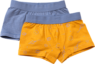 Boxershorts mit Weltall-Muster, gelb + blau, Gr. 98/104 ALANA