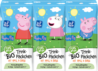 Bio voćni sok - Peppa Pig, 3 god.+, jabuka i kruška, 3 x 0,2 l PURE & FUN