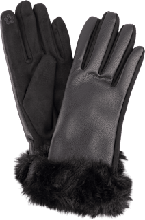Zimske rukavice od umjetne kože s krznom – crne, 255 x 90 mm  toplo & meko