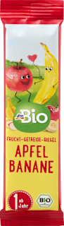 Barretta alla frutta con cereali Bio, mela Bio e banana Bio dmBio