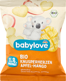 EKO snack od ekspandiranog kukuruza u obliku srca – jabuka i mango, 8+ mj. babylove