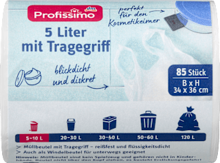 Sacchi per l'immondizia da 5 L con manici Profissimo