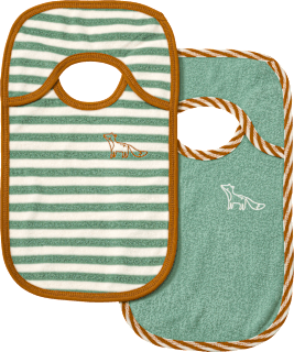 Lätzchen mit Fuchs-Applikation & Streifen, grün & braun ALANA