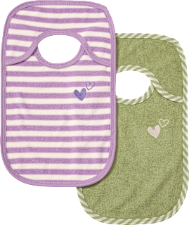 Lätzchen mit Herz-Applikation, grün & lila ALANA