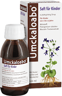Umckaloabo Saft für Kinder, Pelargonium-sidoides-Wurzeln-Trockenextrakt 0,2506 g / 100 g Sirup  Umckaloabo