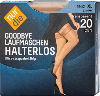 Goodbye Laufmaschen Halterlos Strümpfe puder 20 DEN, Gr. 48/52 (1 Paar) nur die