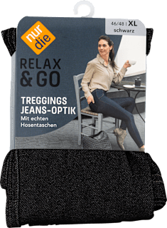 Relax & Go Treggings Jeans-Optik schwarz, Gr. 46/48 nur die