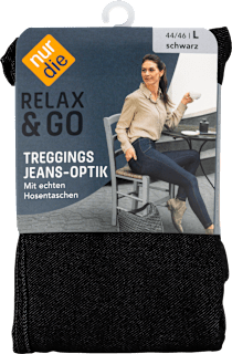 Relax & Go Treggings Jeans-Optik schwarz, Gr. 44/46 nur die