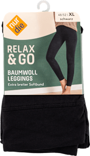 Baumwoll-Leggings Damen schwarz, Gr. 48/52 nur die