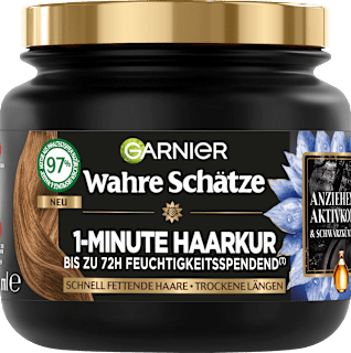 Haarkur 1-Minute Anziehende Aktivkohle & Schwarzkümmelöl Wahre Schätze
