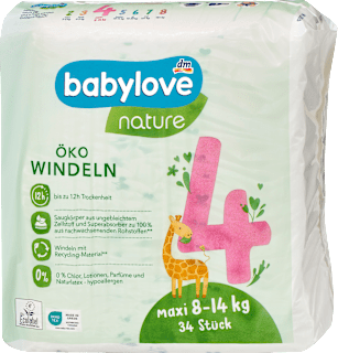 Пелени Nature, размер 4 maxi (8-14 kg) babylove nature
