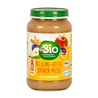 Piure de musli cu prune, mere și pere 8+ dmBio