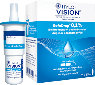 HYLO-VISION Befeuchtende & Schützende Augentropfen SafeDrop 1%, 2 x á 10 ml HYLO