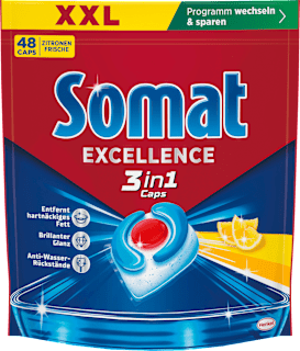 Kapsule za strojno pomivanje posode Excellence 3 v 1, XXL pakiranje Somat