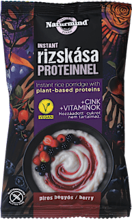 Brezglutenska instant riževa kaša z rastlinskimi proteini in okusom jagodičevja NATURMIND
