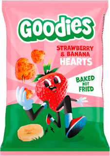 Chrumky Crunchy Hearts - banán a jahoda Goodies