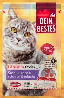 Sushifalatok felnőtt macskáknak fekete tőkehallal Dein Bestes