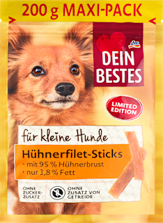 Dopunska hrana za pse malih pasmina – štapići s pilećim ﬁletom DEIN BESTES