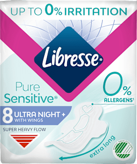 Damski nočni vložki PureSensitive Ultra Night+ s krilci Libresse
