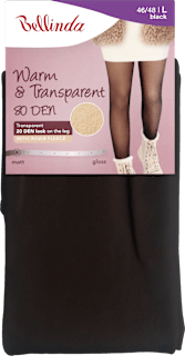 punčochové kalhoty WARM&TRANSPARENT, velikost L, černé Bellinda
