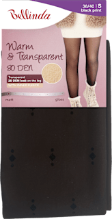 punčochové kalhoty WARM&TRANSPARENT, velikost S, černé se vzorem Bellinda