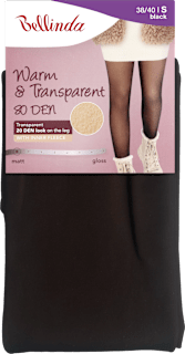 punčochové kalhoty WARM&TRANSPARENT, velikost S, černé Bellinda