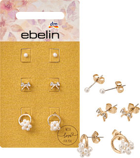 Ohrstecker mit Perlen & Schleifen, Gold-Optik ebelin