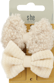 Sponky do vlasov s mašľou - kremové s-he stylecollection