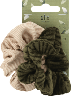 Gumičky do vlasov scrunchie - hnedá a zelená s-he stylecollection