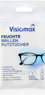 Vlhčené utierky na čistenie okuliarov 10x2 Visiomax