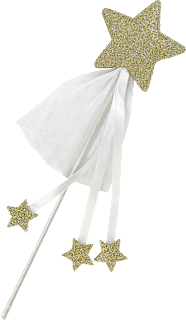 Zauberstab mit Tüll, weiß/gold (35x9,5x0,8 cm) Cleoleo