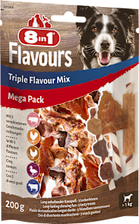 Kausnack Hund triple flavour mix, Mega Pack 8in1