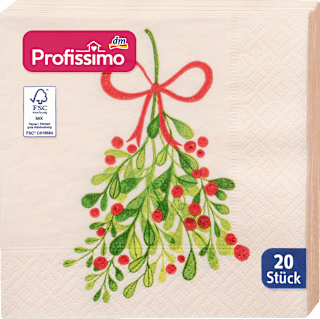 Ubrusi, 3-slojni, motiv imele, 25 x 25 cm Profissimo