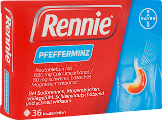 Rennie 680 mg Calciumcarbonat / 80 mg Magnesiumcarbonat Kautabletten Pfefferminz RENNIE