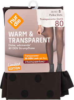 Strumpfhose Warm & Transparent Strapazierfähig schwarz mit Polka Dots, Gr. 38-40 nur die