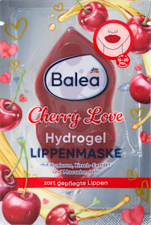 Hidrogél ajakmaszk Cherry Love, hialuronnal, cseresznyekivonattal és makadámiaolajjal Balea